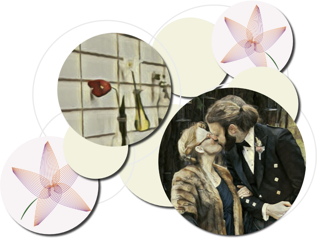 Bride and Groom and wedding decorations